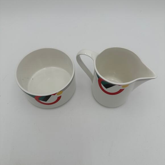 Vintage Cream and Sugar Mikasa High Spirits Postmodern 90s Geometric - Picture 3 of 6